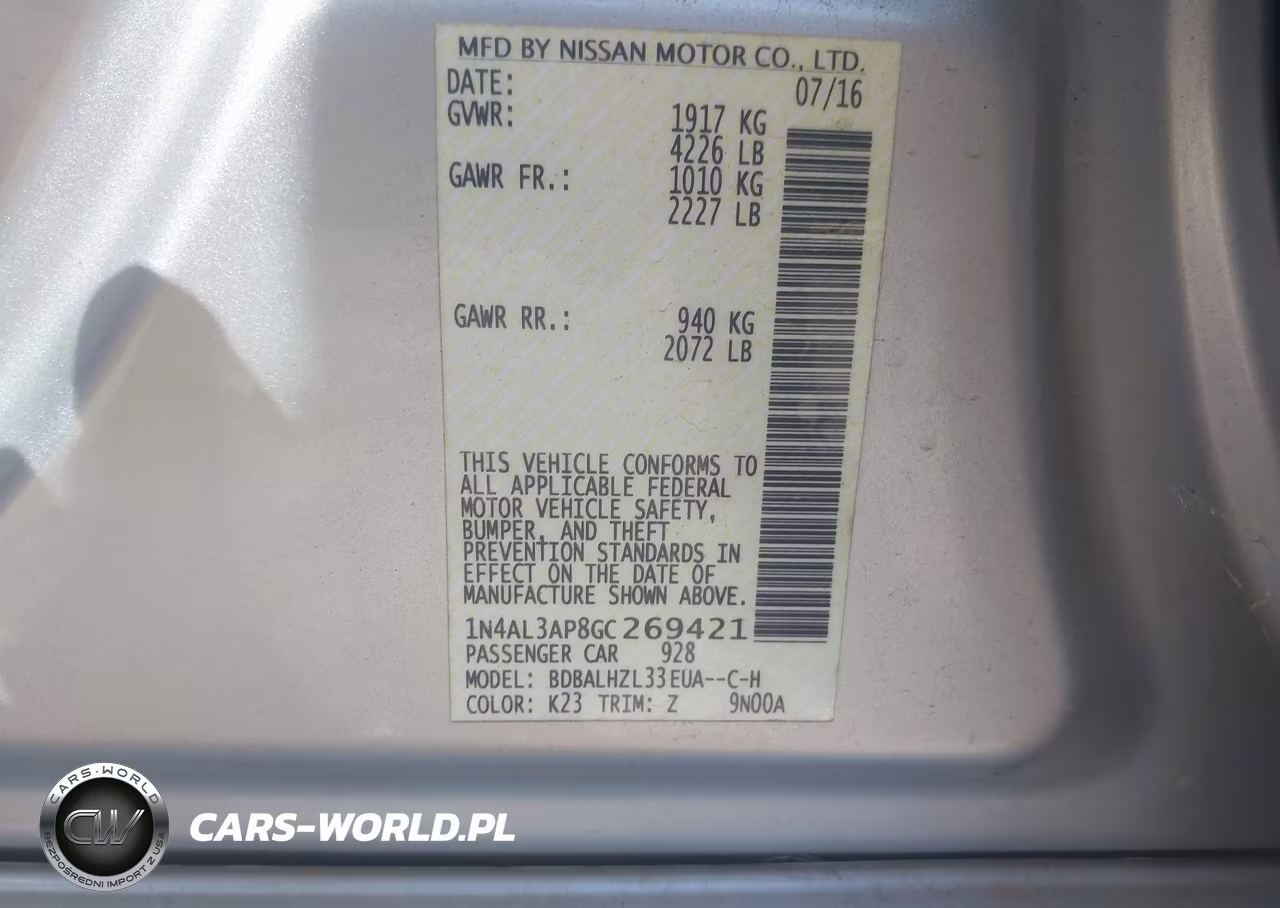2016 Nissan Altima 2.5 Sr VIN:1N4AL3AP8GC269421 - 9