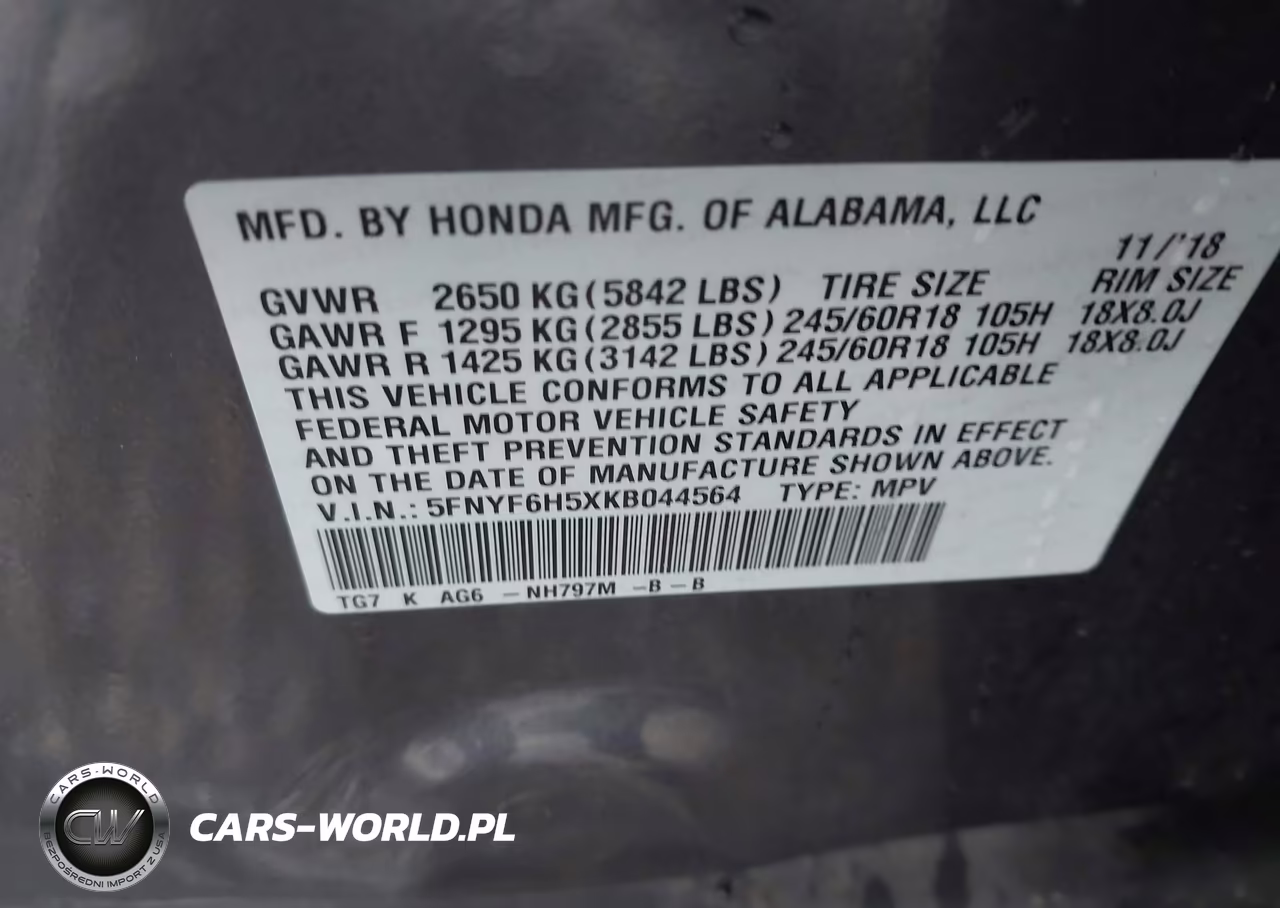 2019 Honda Pilot Ex-L VIN:5FNYF6H5XKB044564 - 9