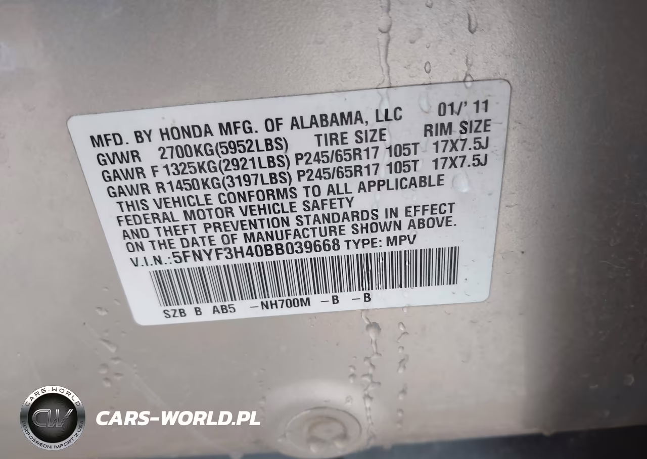 2011 Honda Pilot Ex VIN:5FNYF3H40BB039668 - 9