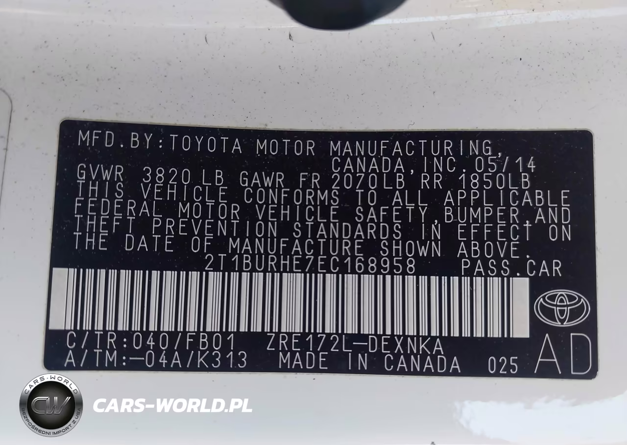2014 Toyota Corolla Le VIN:2T1BURHE7EC168958 - 9