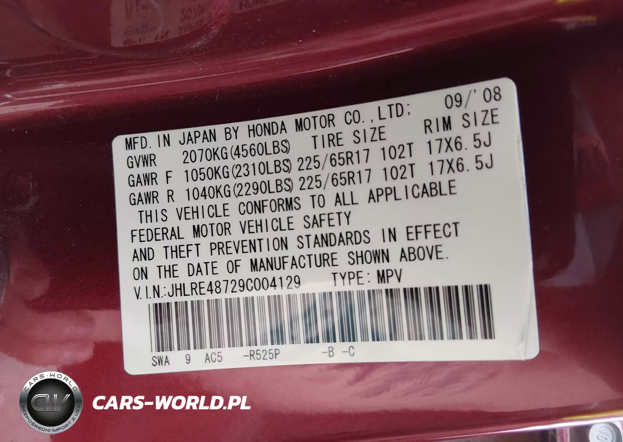 2009 Honda Cr-V Ex-L VIN:JHLRE48729C004129 - 9