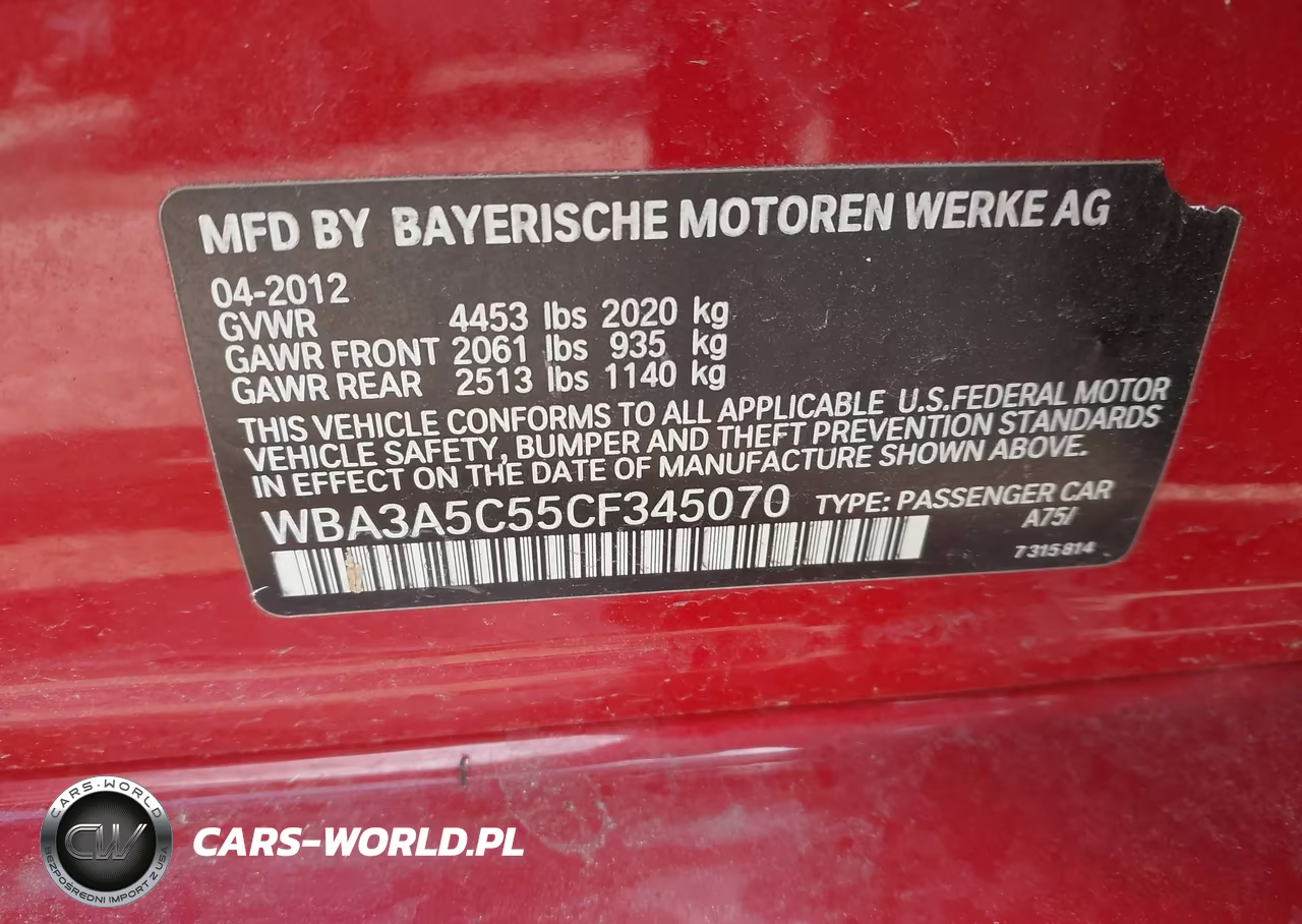 2012 BMW 328I VIN:WBA3A5C55CF345070 - 9