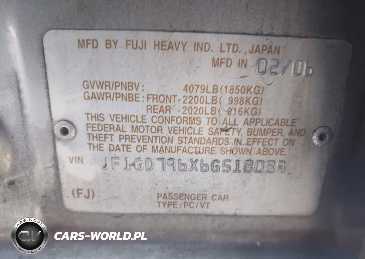 2006 Subaru Impreza Wrx VIN:JF1GD796X6G518089 - 9