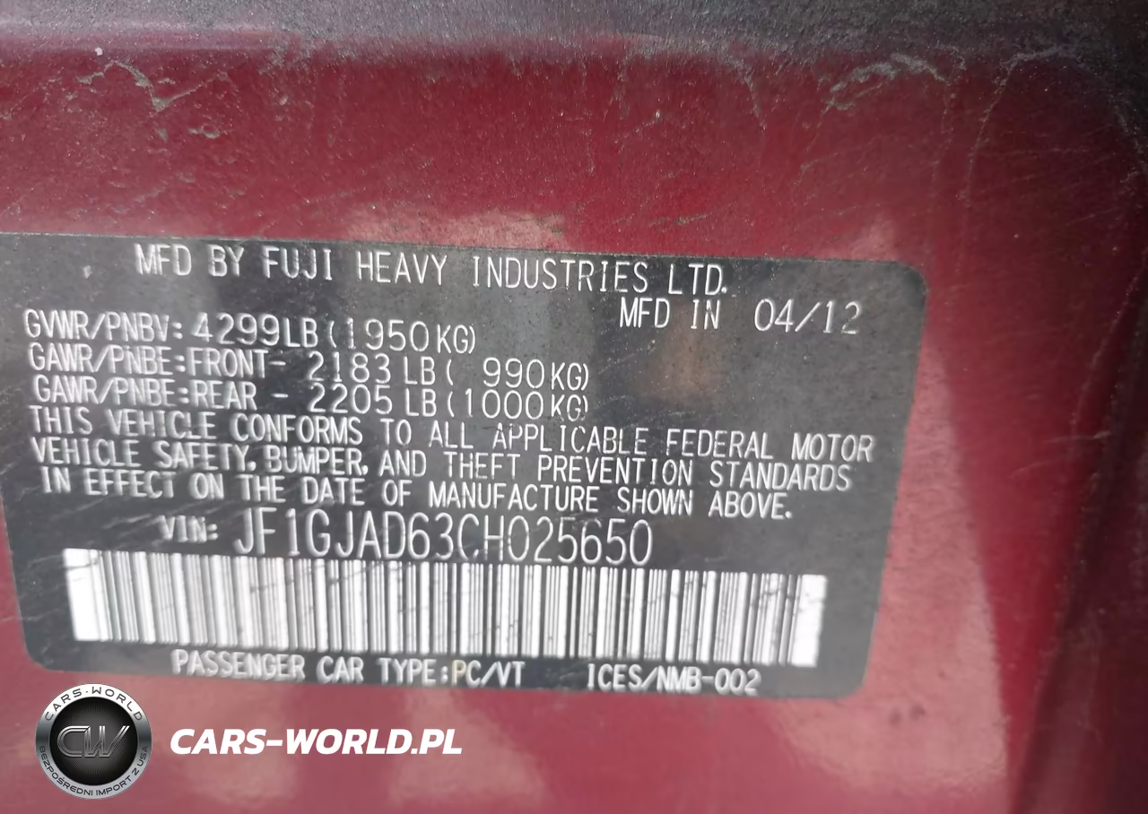 2012 Subaru Impreza 2.0I Premium VIN:JF1GJAD63CH025650 - 9