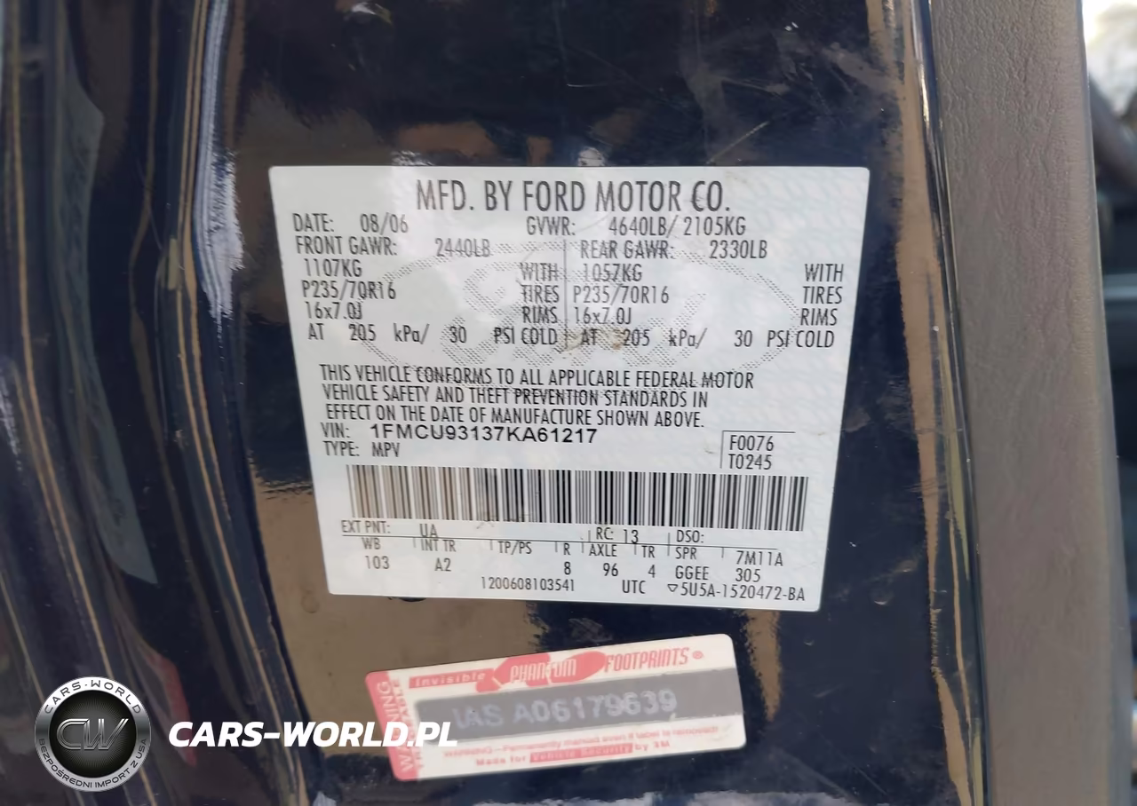 2007 Ford Escape Xlt-Xlt Sport VIN:1FMCU93137KA61217 - 9