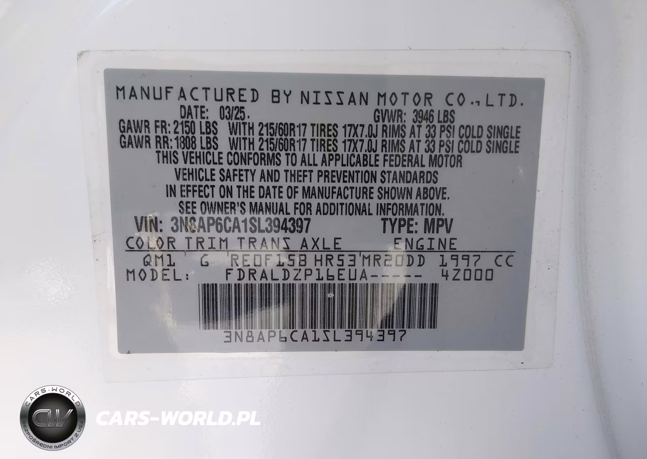 2025 Nissan Kicks Sv Fwd VIN:3N8AP6CA1SL394397 - 9