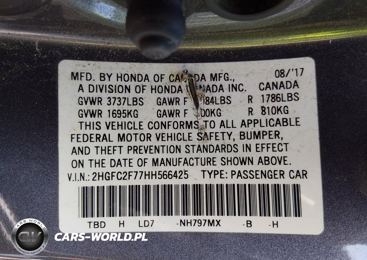 2017 Honda Civic Ex VIN:2HGFC2F77HH566425 - 9