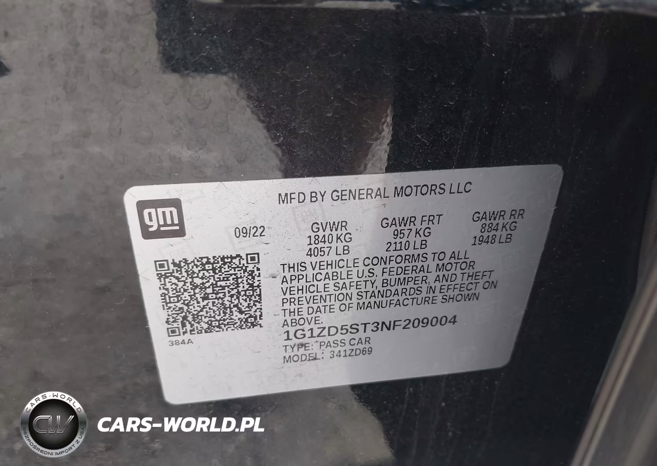 2022 Chevrolet Malibu Fwd Lt VIN:1G1ZD5ST3NF209004 - 9
