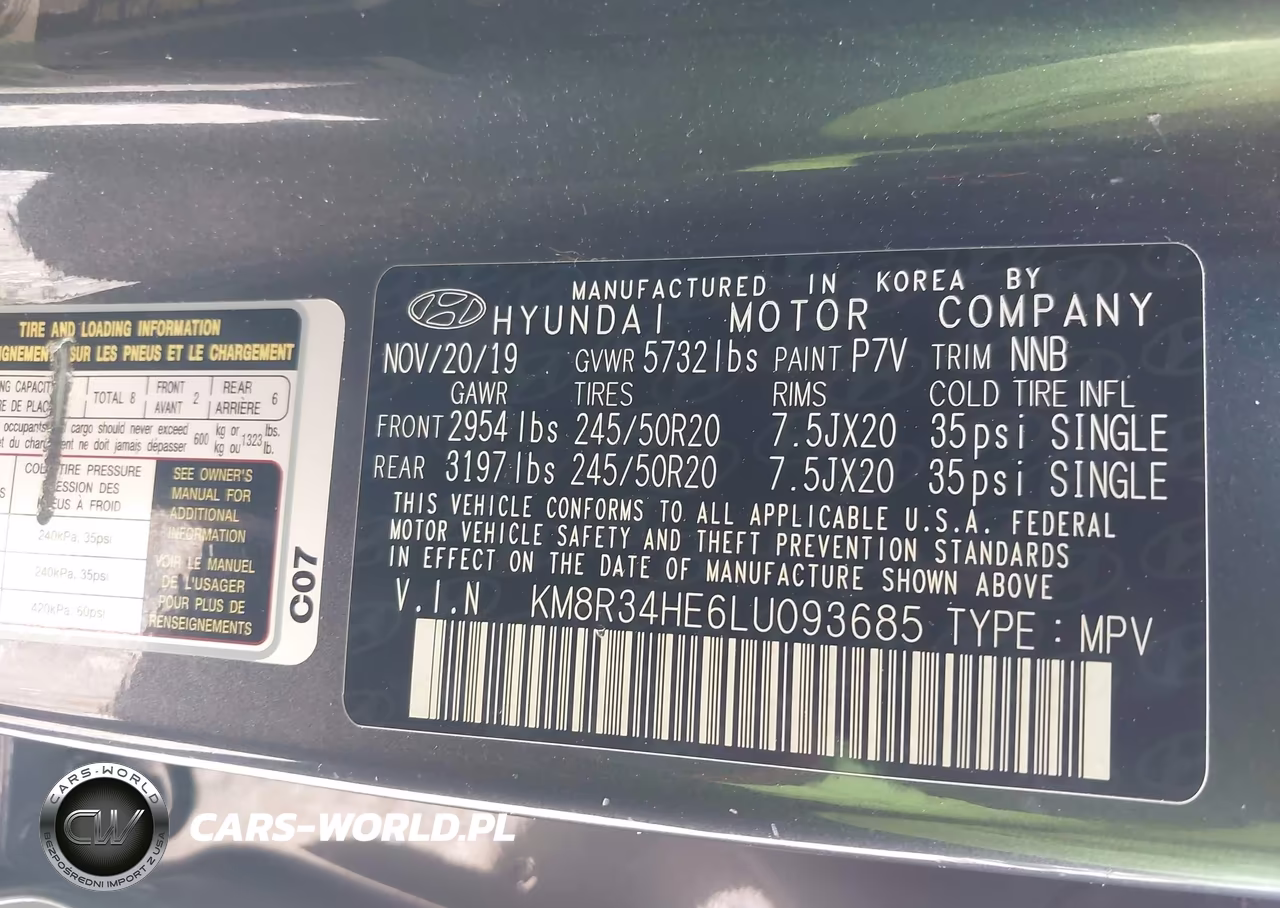 2020 Hyundai Palisade Sel VIN:KM8R34HE6LU093685 - 9