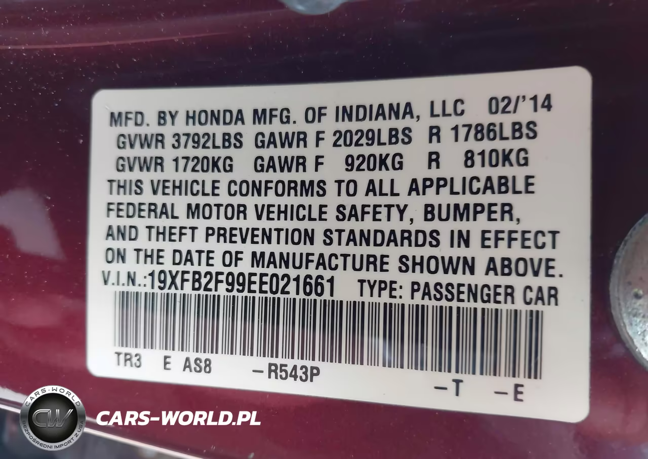 2014 Honda Civic Ex-L VIN:19XFB2F99EE021661 - 9