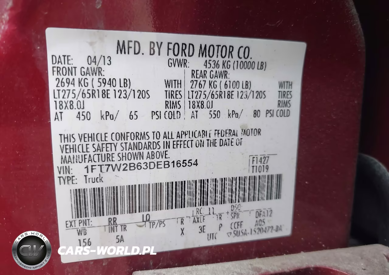 2013 Ford F250 Super Duty VIN:1FT7W2B63DEB16554 - 9