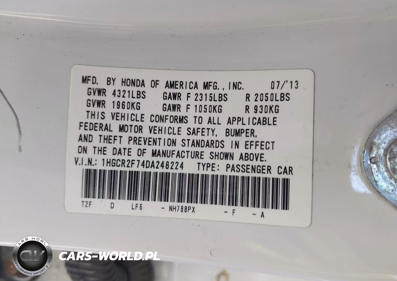 2013 Honda Accord Ex VIN:1HGCR2F74DA248224 - 9