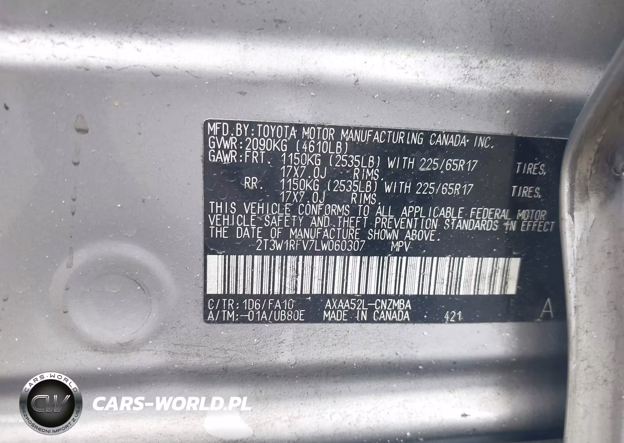 2020 Toyota Rav4 Xle-Xle Premium VIN:2T3W1RFV7LW060307 - 9