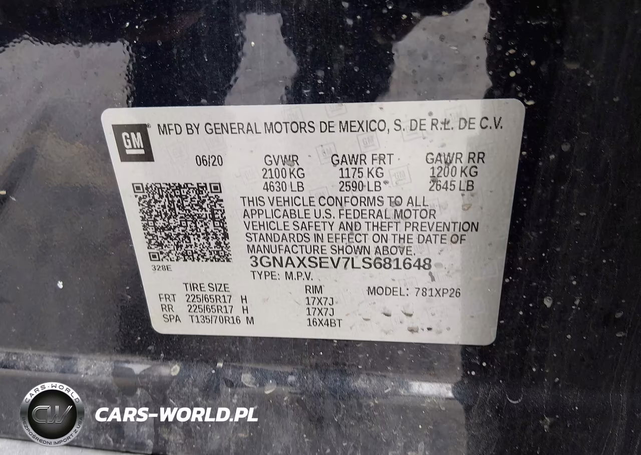 2020 Chevrolet Equinox Awd Ls VIN:3GNAXSEV7LS681648 - 9