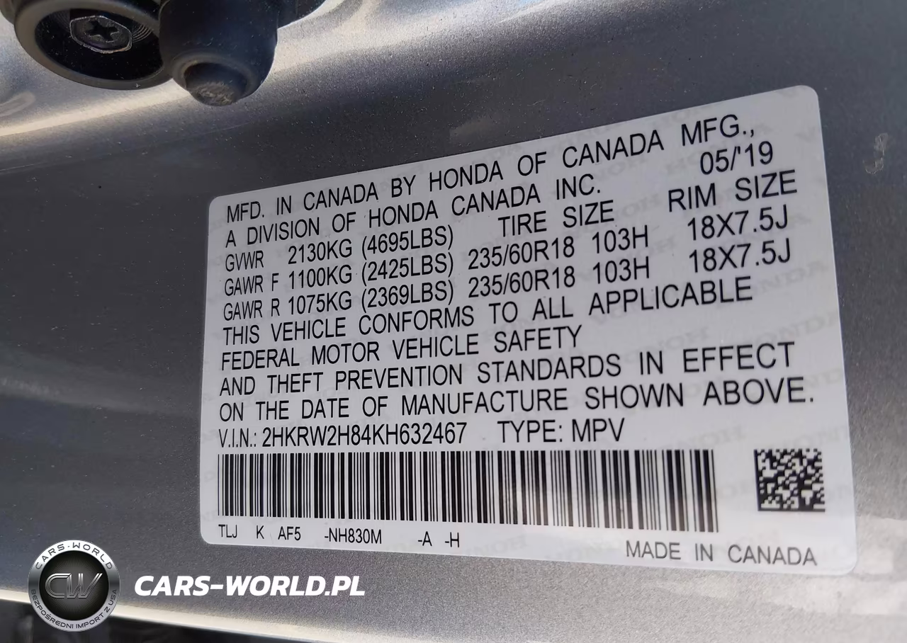 2019 Honda Cr-V Ex-L VIN:2HKRW2H84KH632467 - 9