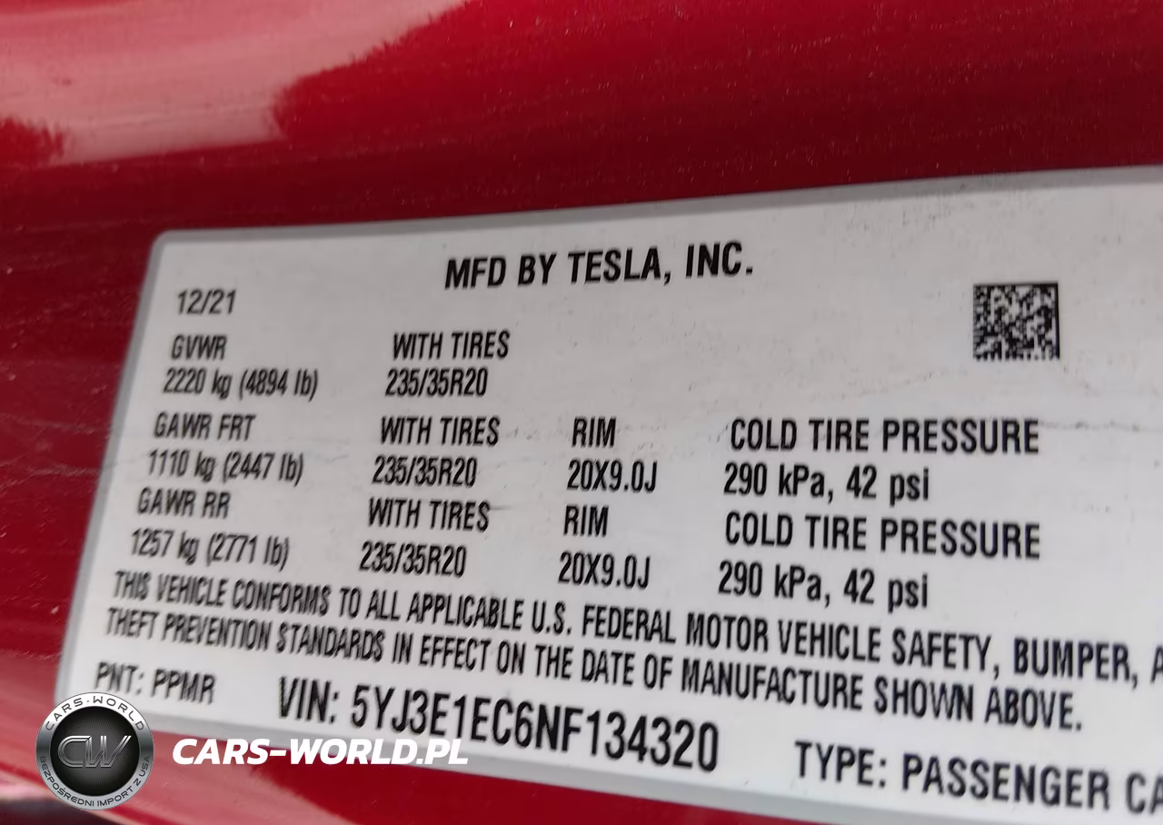 2022 Tesla Model 3 Performance Dual Motor All-Wheel Drive VIN:5YJ3E1EC6NF134320 - 9