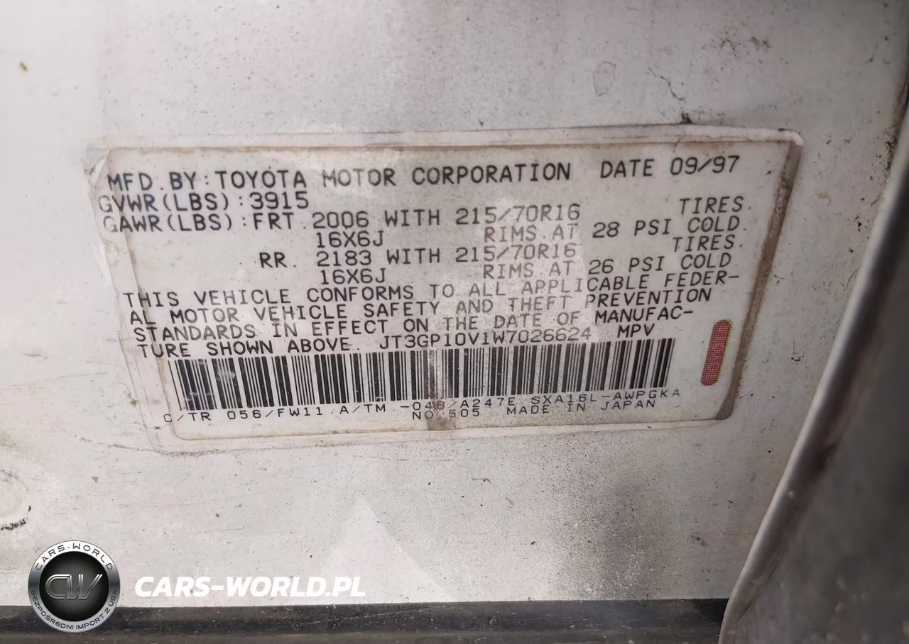 1998 Toyota Rav4 VIN:JT3GP10V1W7026624 - 9