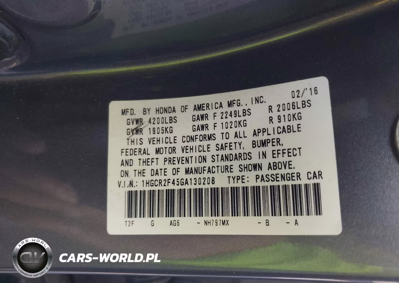 2016 Honda Accord Lx VIN:1HGCR2F45GA130208 - 9