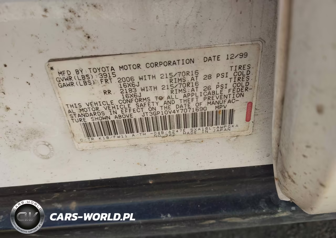 2000 Toyota Rav4 VIN:JT3GP10V4Y7071690 - 9