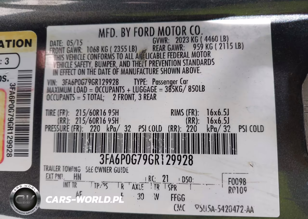 2016 Ford Fusion S VIN:3FA6P0G79GR129928 - 9