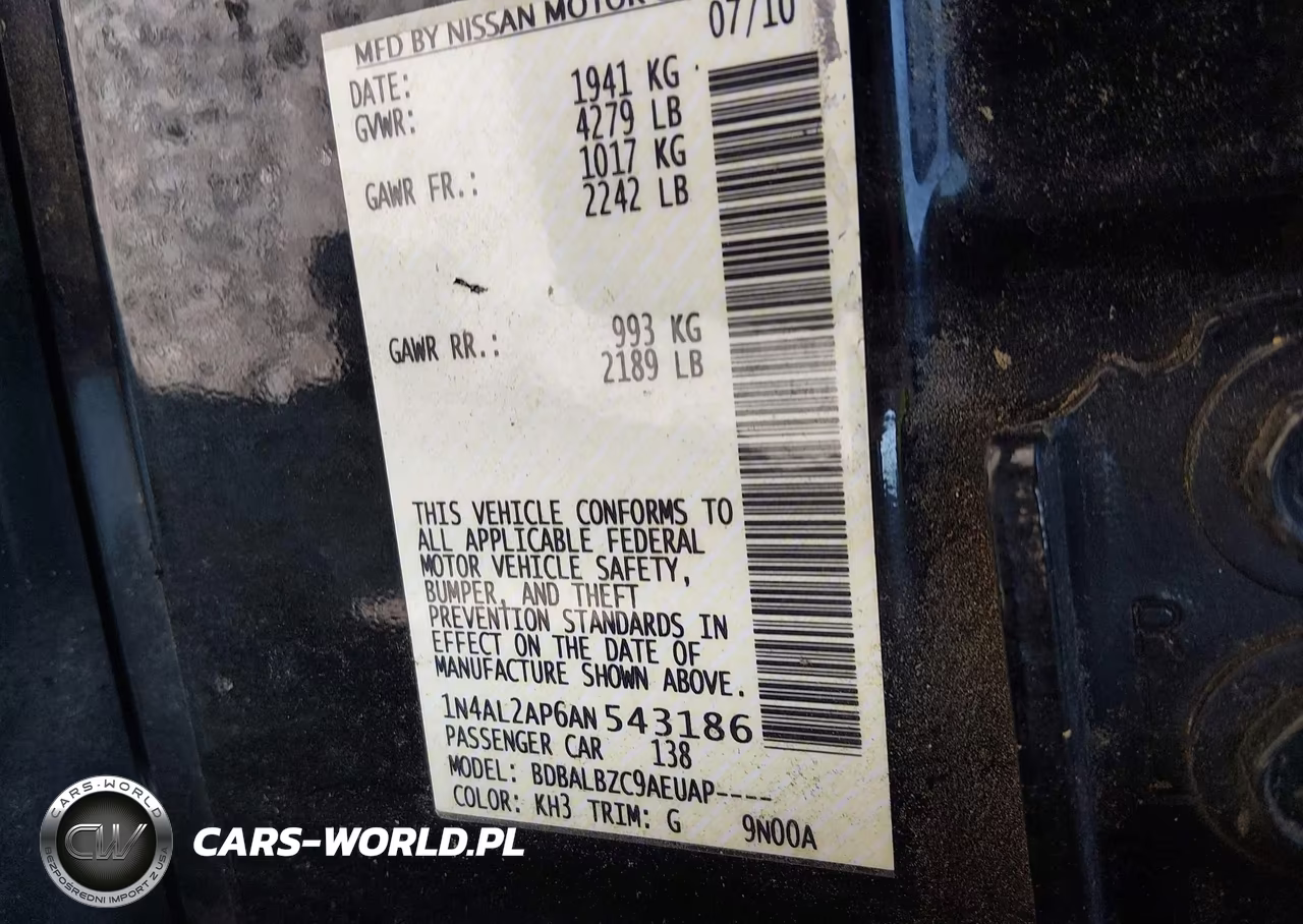 2010 Nissan Altima 2.5 S VIN:1N4AL2AP6AN543186 - 9