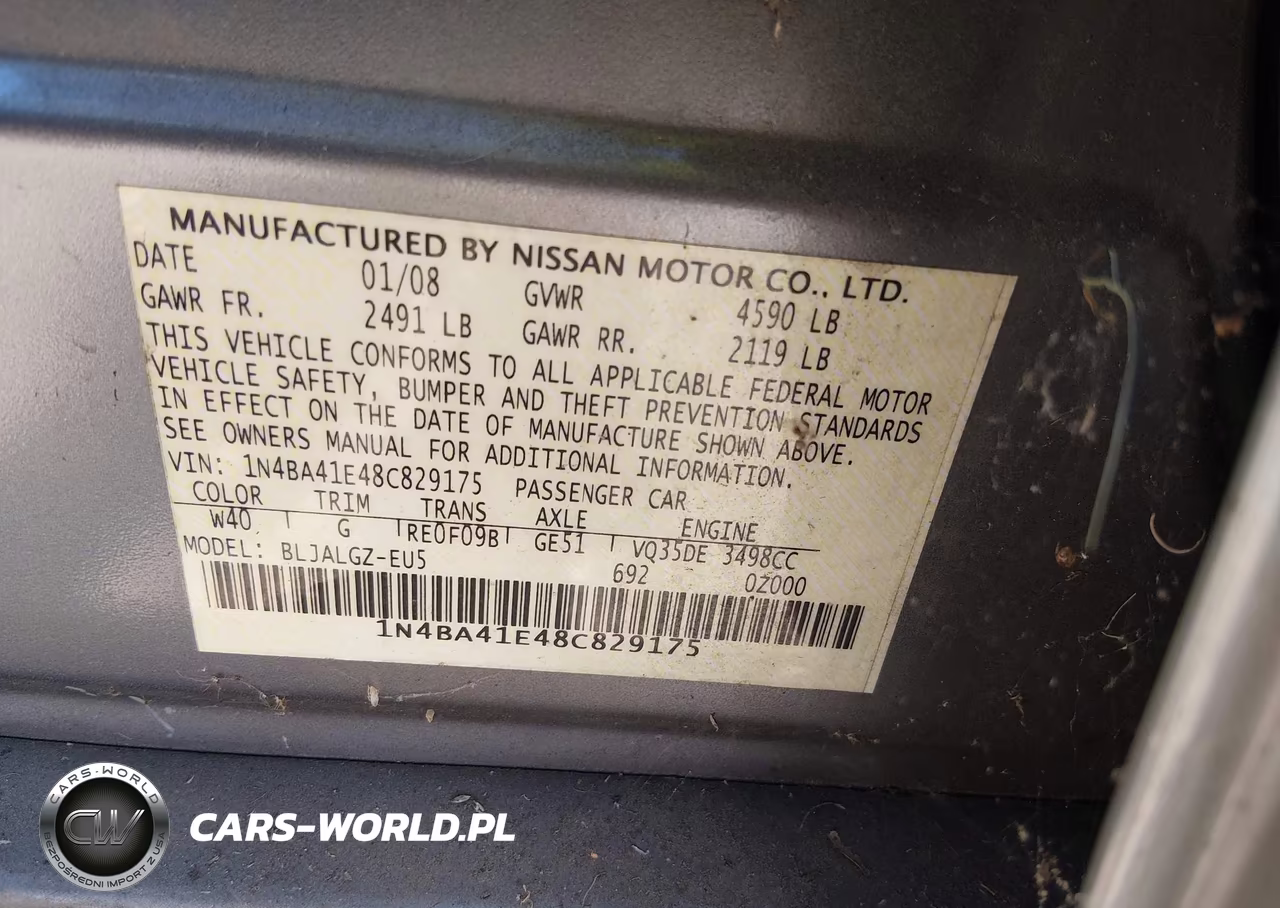 2008 Nissan Maxima 3.5 Sl VIN:1N4BA41E48C829175 - 9