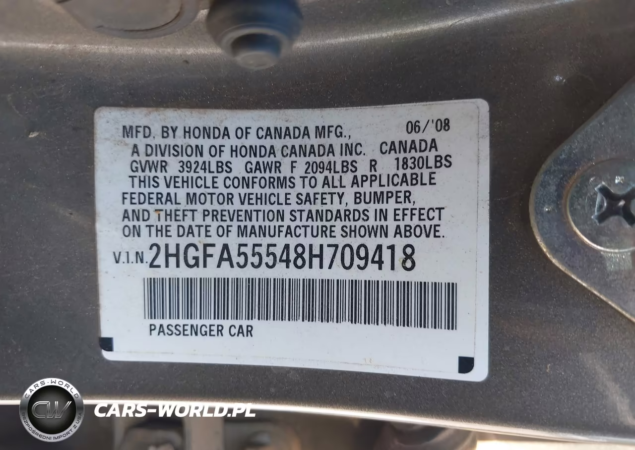 2008 Honda Civic Si-Si Mugen VIN:2HGFA55548H709418 - 9