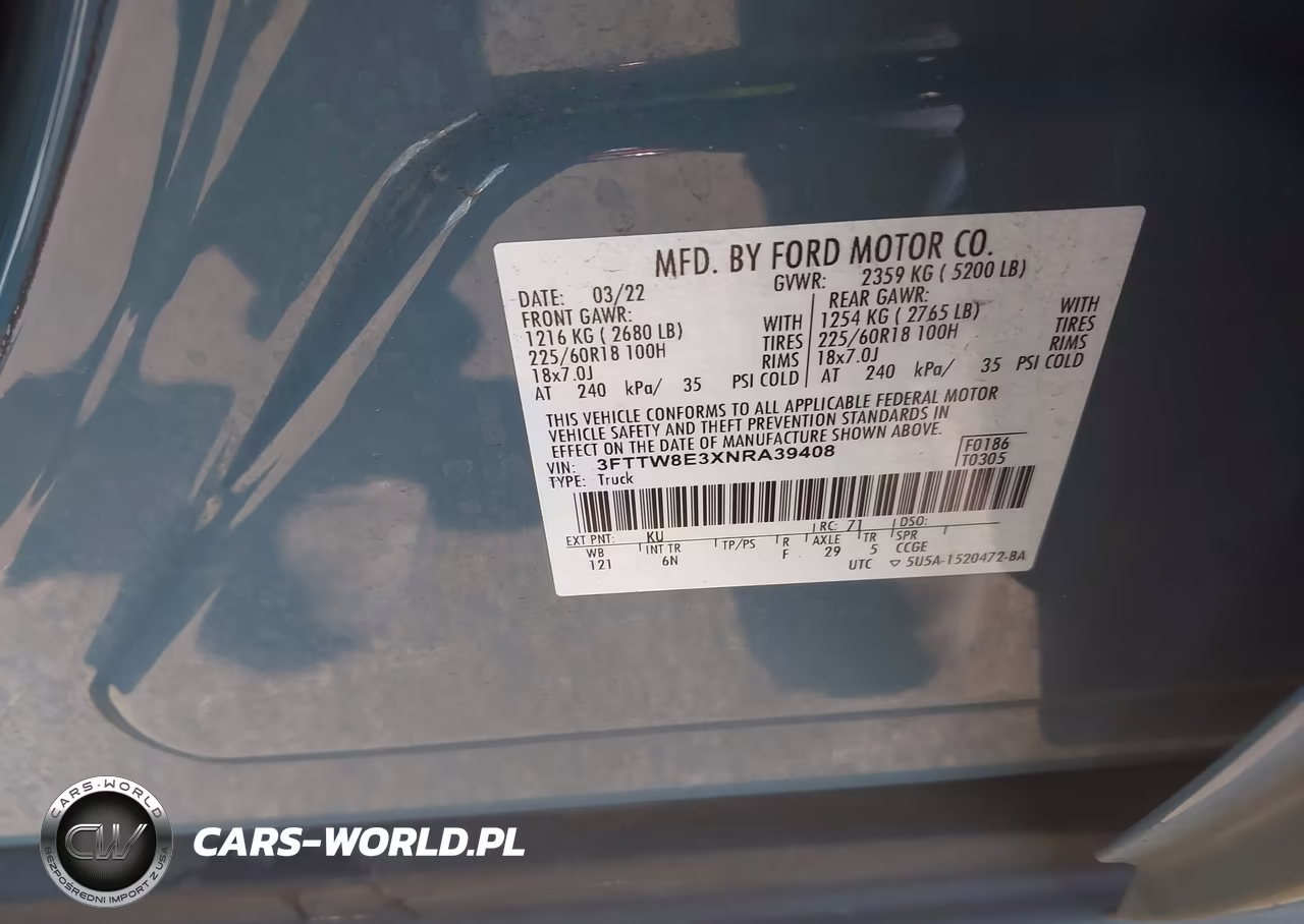 2022 Ford Maverick Lariat VIN:3FTTW8E3XNRA39408 - 9