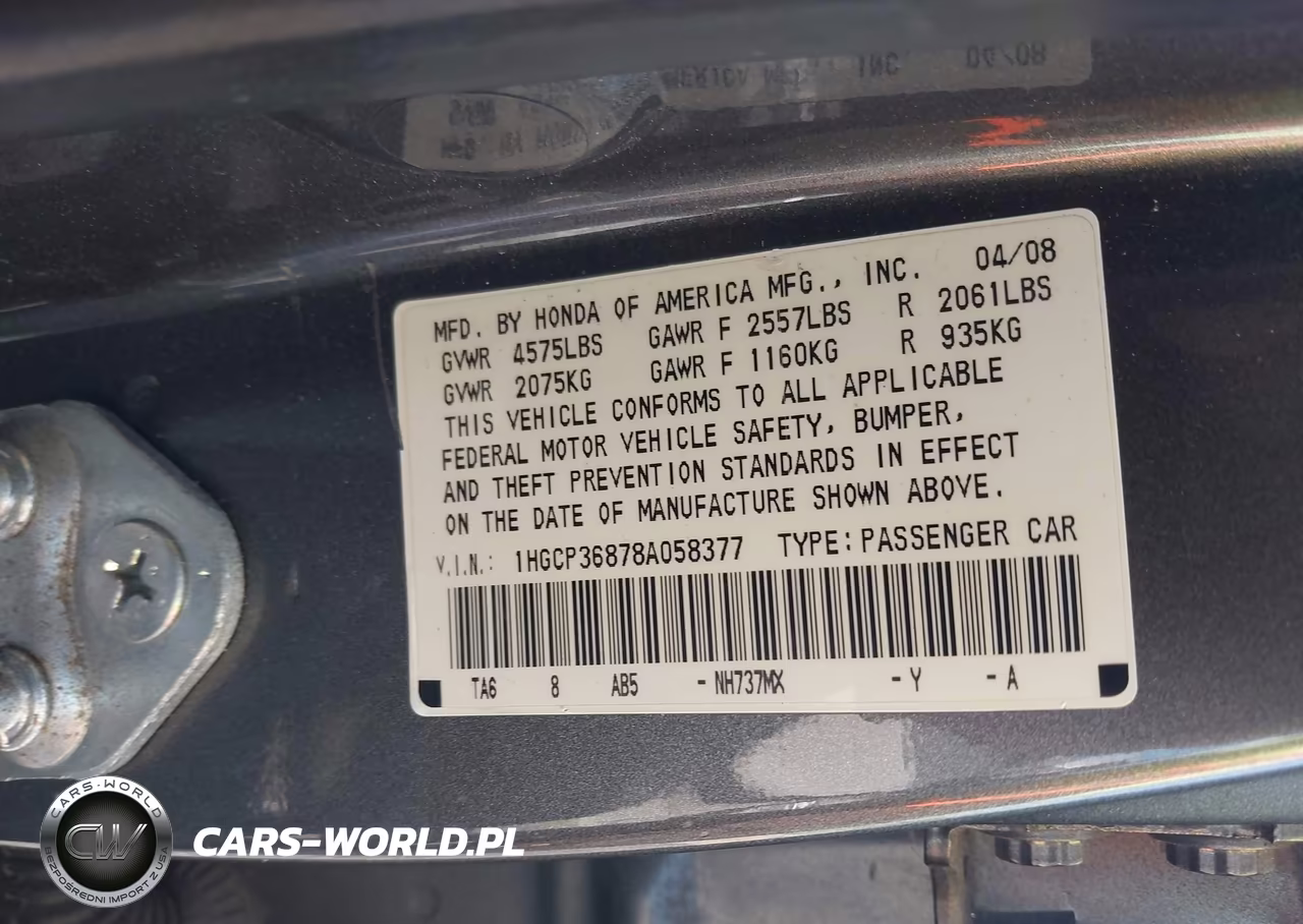2008 Honda Accord 3.5 Ex-L VIN:1HGCP36878A058377 - 9