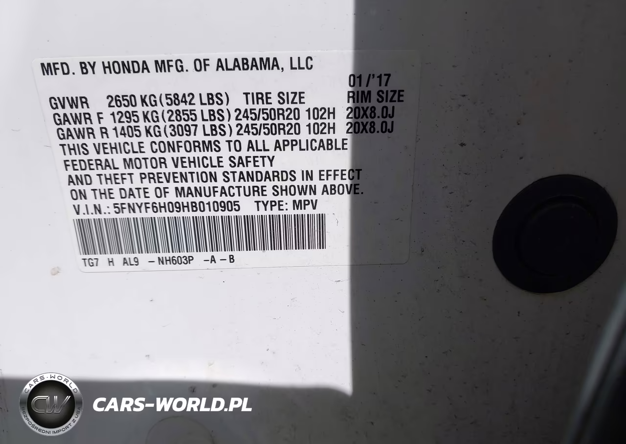 2017 Honda Pilot Elite VIN:5FNYF6H09HB010905 - 9