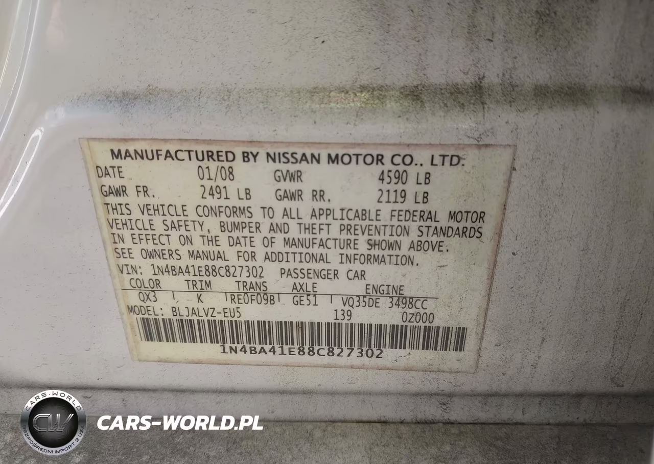 2008 Nissan Maxima 3.5 Se VIN:1N4BA41E88C827302 - 9