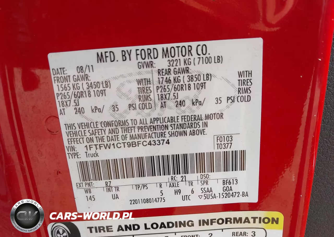 2011 Ford F-150 Xlt VIN:1FTFW1CT9BFC43374 - 9
