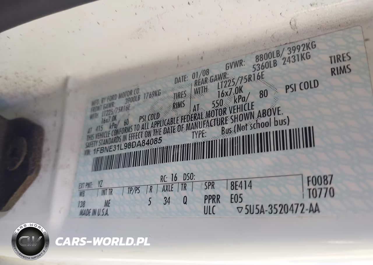 2008 Ford E-350 Super Duty Xl-Xlt VIN:1FBNE31L98DA84085 - 9