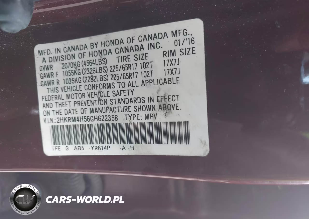 2016 Honda Cr-V Ex VIN:2HKRM4H56GH622358 - 9
