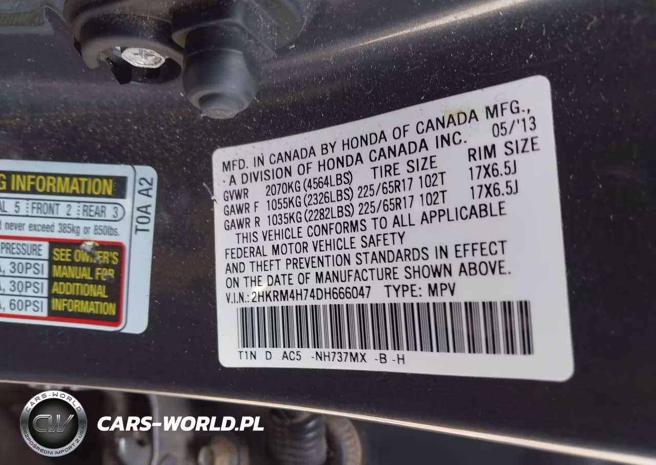 2013 Honda Cr-V Ex-L VIN:2HKRM4H74DH666047 - 9
