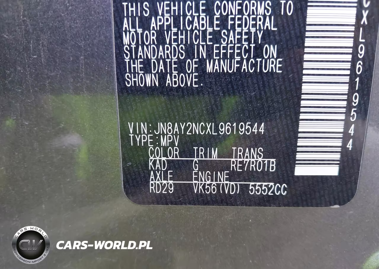 2020 Nissan Armada Sl 4Wd VIN:JN8AY2NCXL9619544 - 9