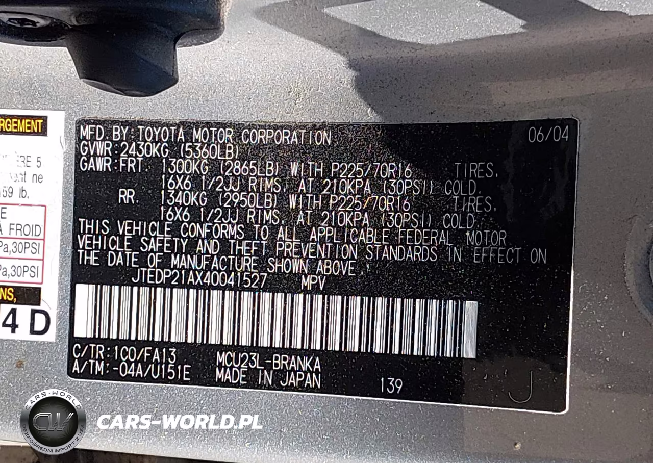 2004 Toyota Highlander V6 VIN:JTEDP21AX40041527 - 9