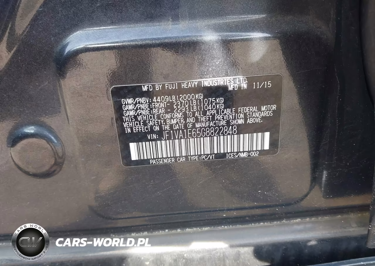 2016 Subaru Wrx Premium VIN:JF1VA1E65G8822848 - 9