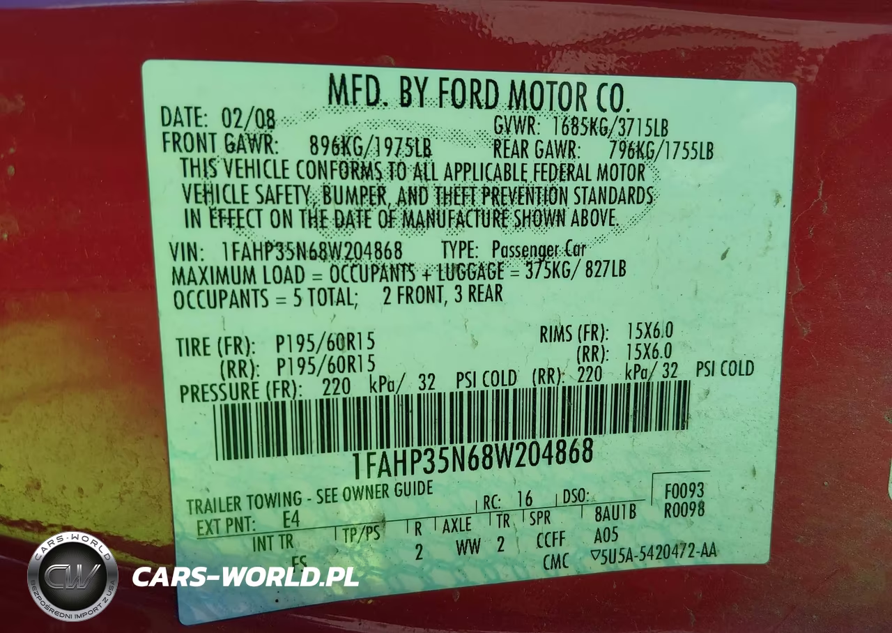 2008 Ford Focus Se-Ses VIN:1FAHP35N68W204868 - 9