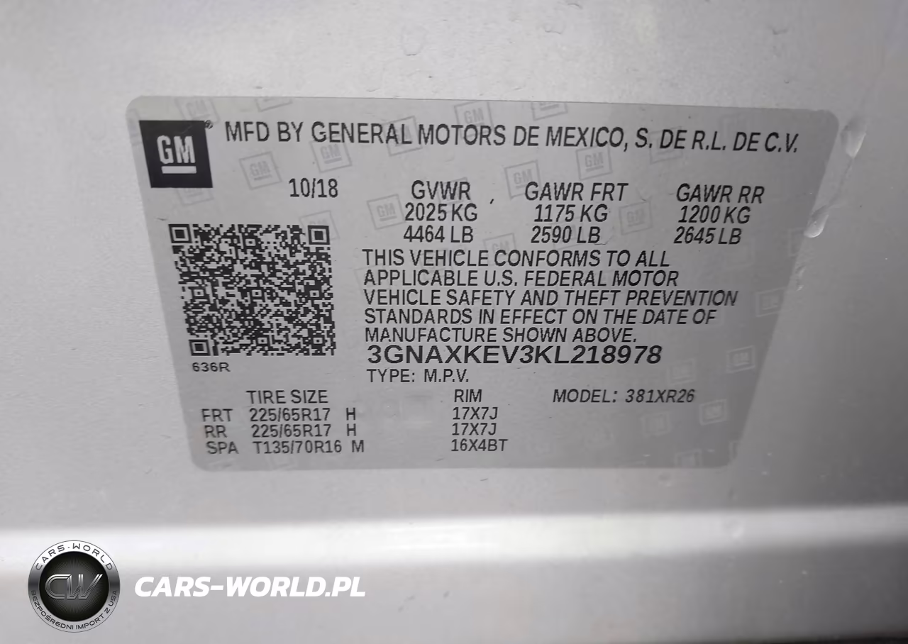 2019 Chevrolet Equinox Lt VIN:3GNAXKEV3KL218978 - 9