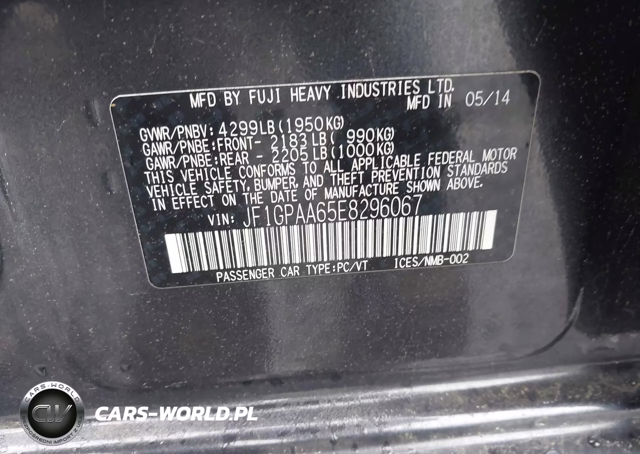2014 Subaru Impreza 2.0I VIN:JF1GPAA65E8296067 - 9