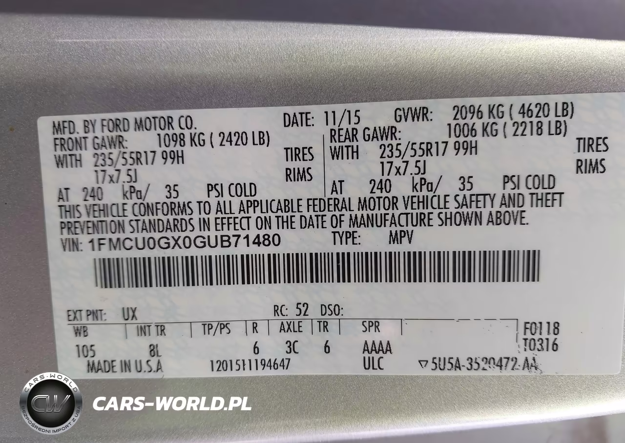 2016 Ford Escape Se VIN:1FMCU0GX0GUB71480 - 9