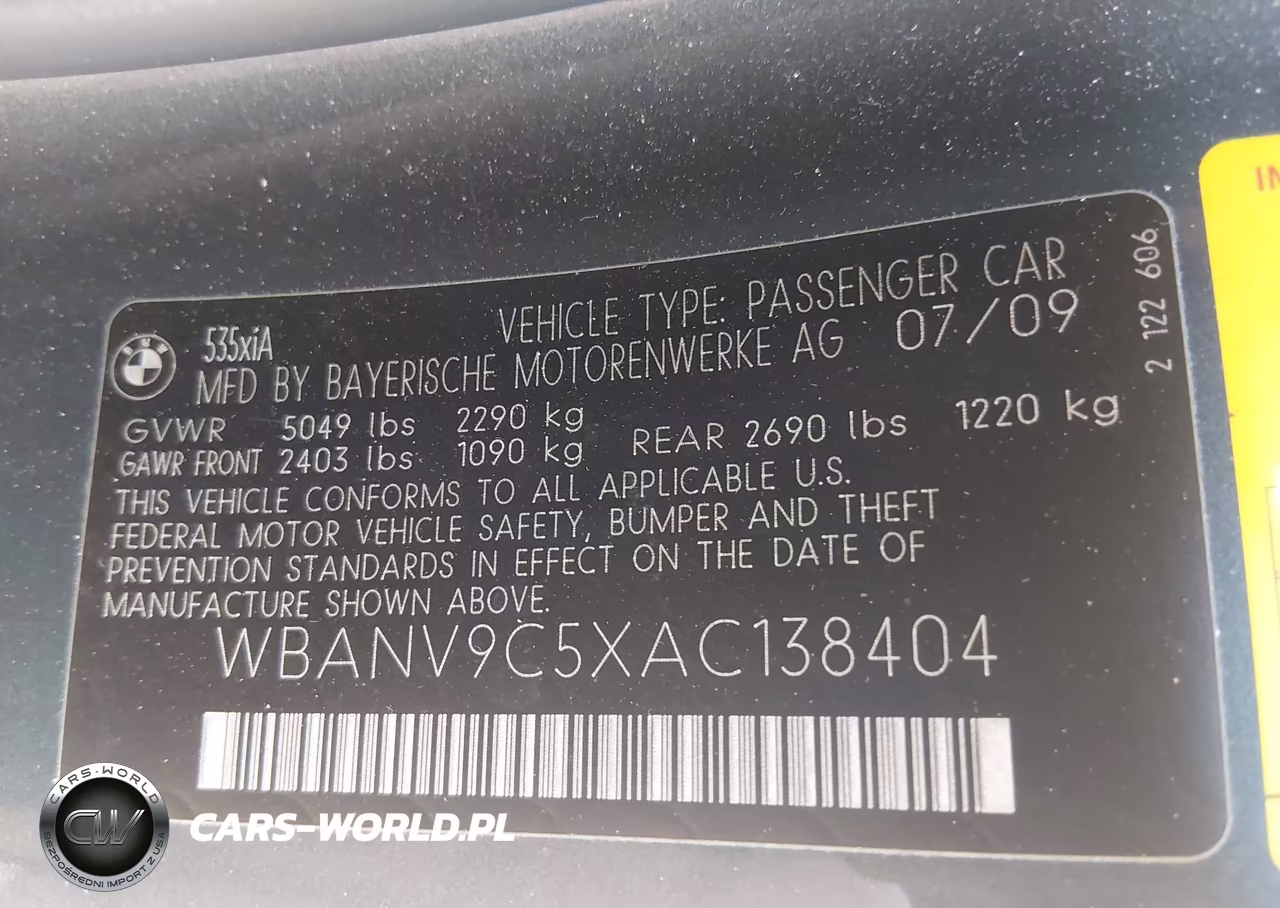 2010 BMW 535I xDrive VIN:WBANV9C5XAC138404 - 9