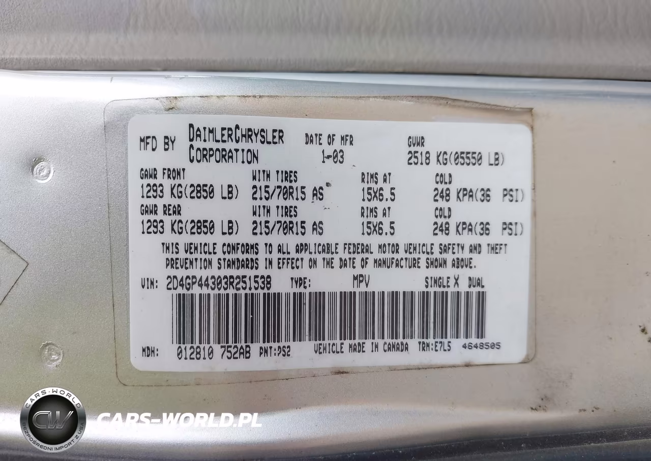2003 Dodge Grand Caravan Sport VIN:2D4GP44303R251538 - 9
