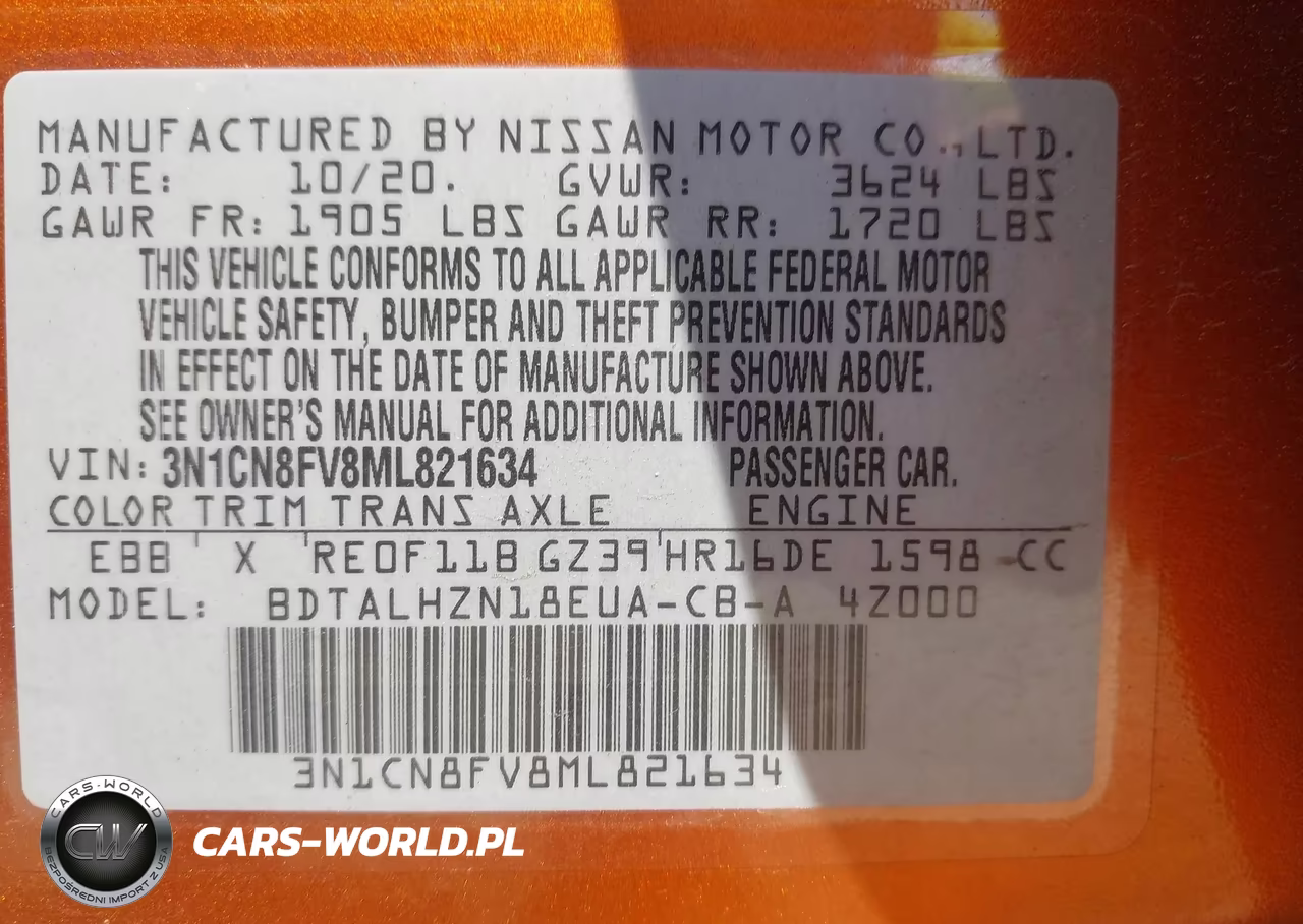 2021 Nissan Versa Sr Xtronic Cvt VIN:3N1CN8FV8ML821634 - 9