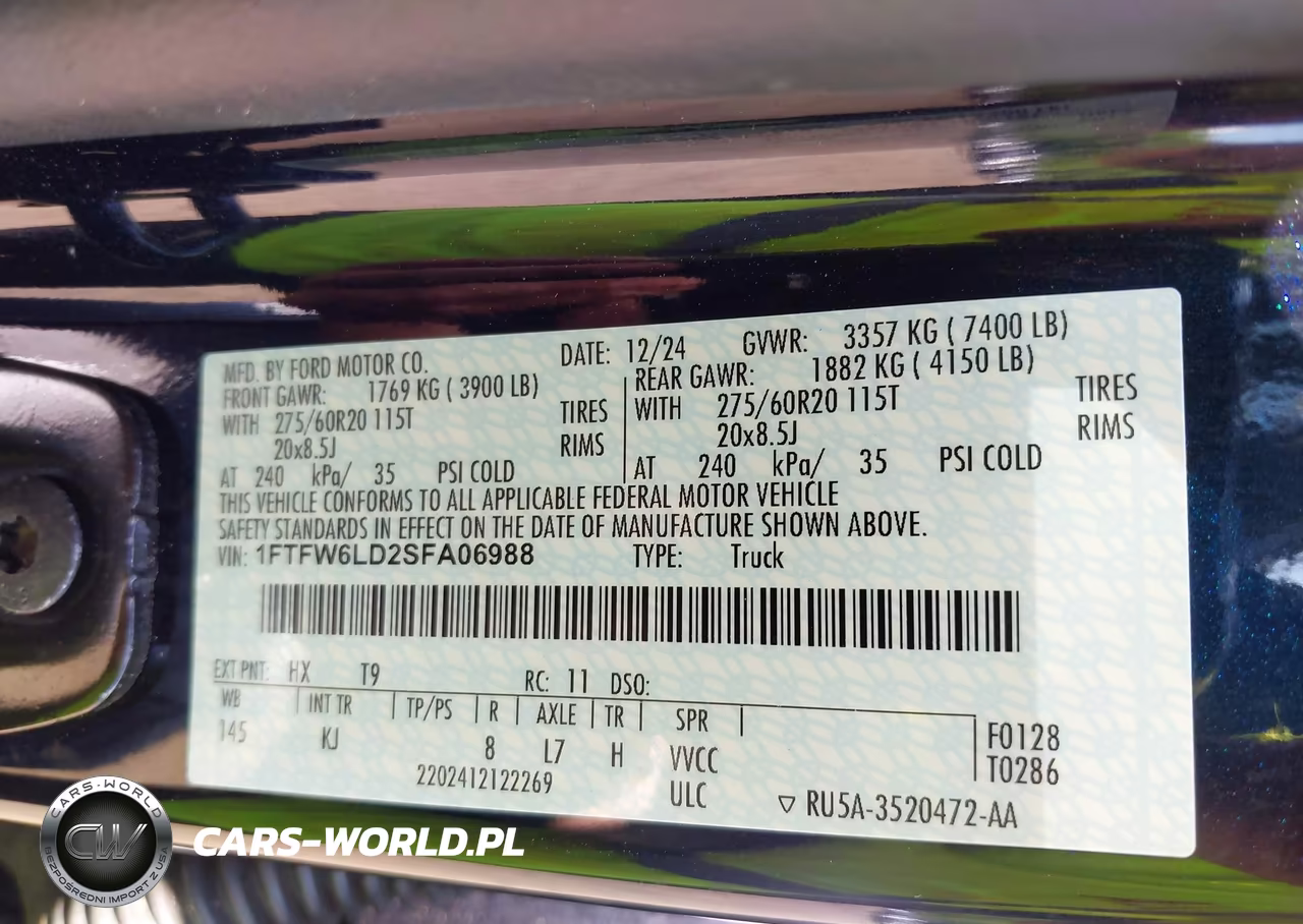 2025 Ford F150 King Ranch VIN:1FTFW6LD2SFA06988 - 9