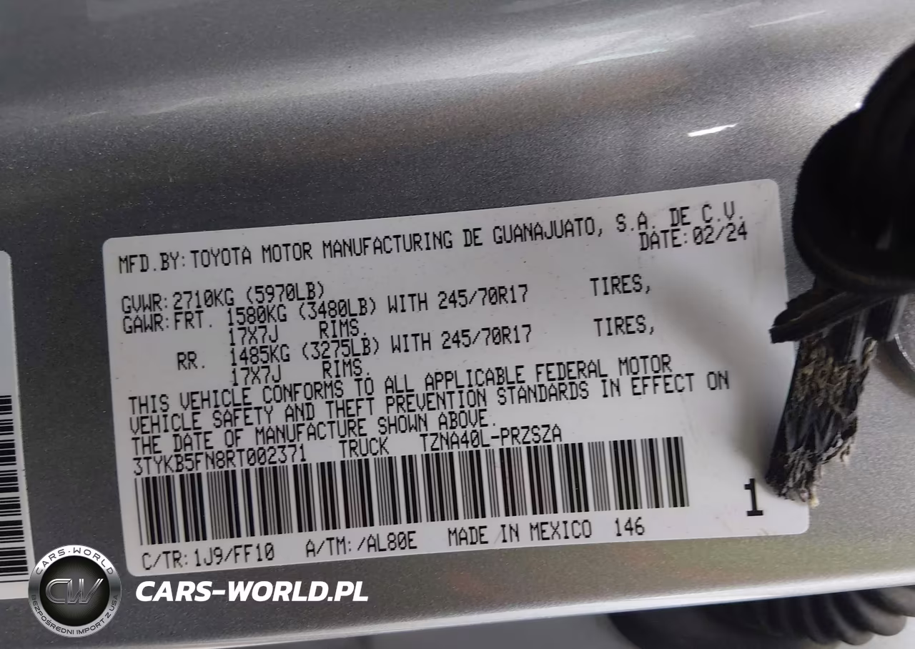 2024 Toyota Tacoma Sr5 VIN:3TYKB5FN8RT002371 - 9