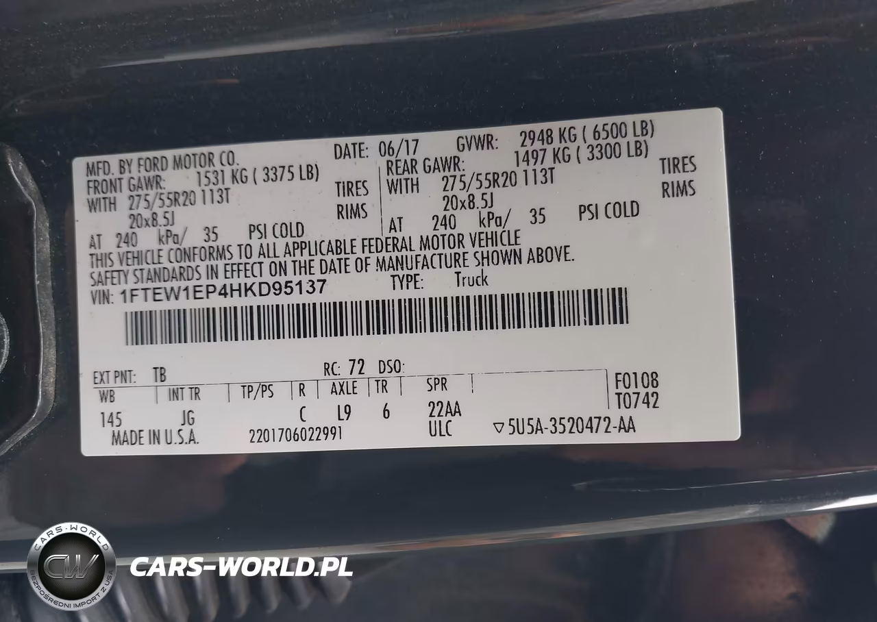 2017 Ford F-150 Xl VIN:1FTEW1EP4HKD95137 - 9