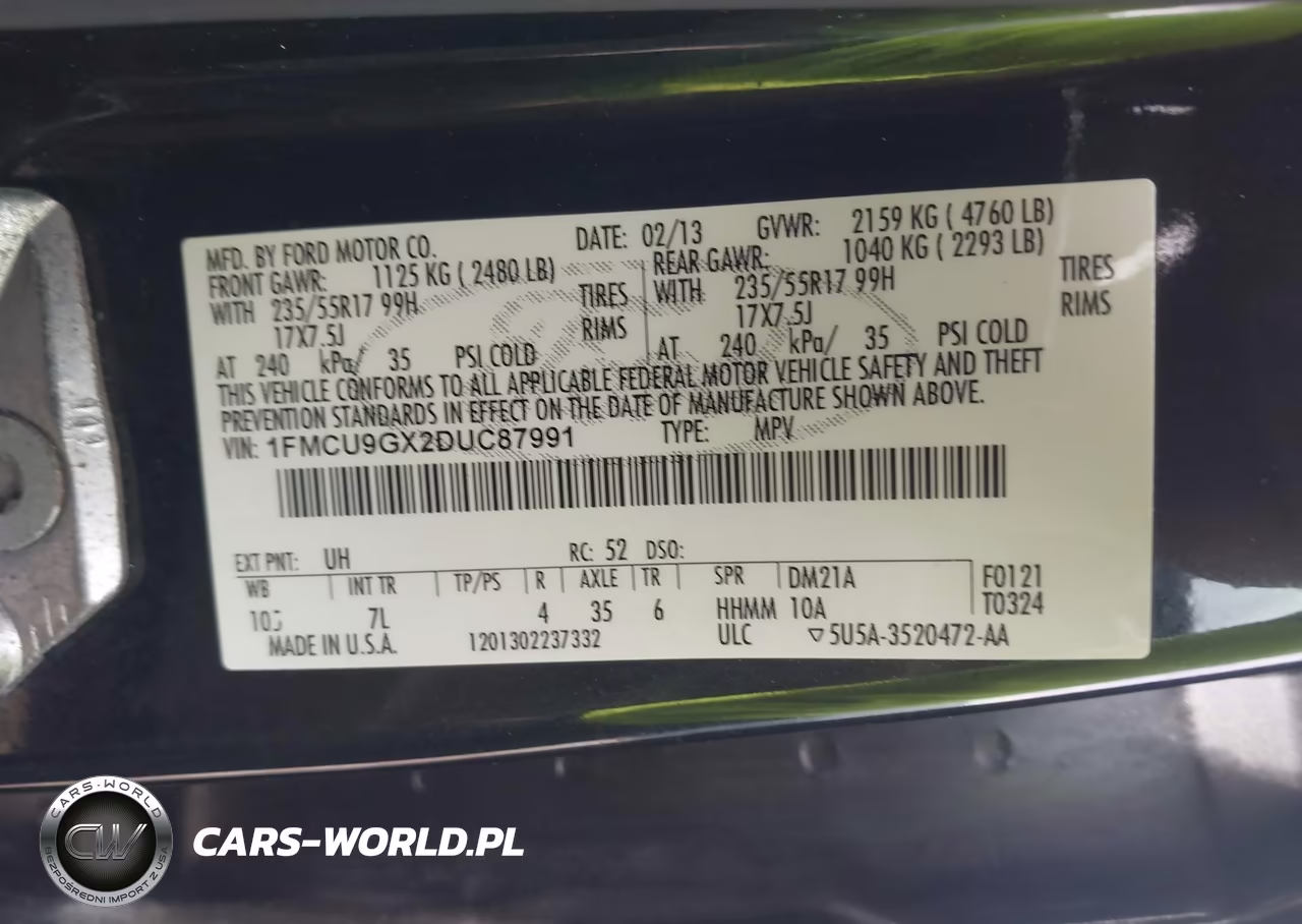 2013 Ford Escape Se VIN:1FMCU9GX2DUC87991 - 9