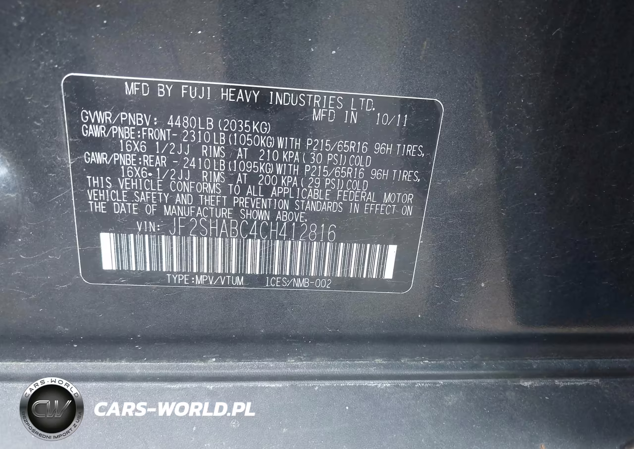 2012 Subaru Forester 2.5X VIN:JF2SHABC4CH412816 - 9